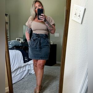 Who What Wear Paperbag Denim Skirt